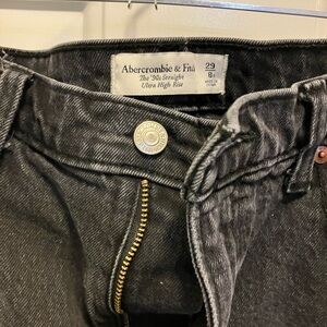 Abercrombie & Fitch 90s Straight Charcoal Ultra High Rise Jeans